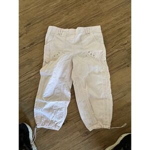 Maternity pants  Women's motherhood size: Medium Cargo Capri  Pants Pink #127